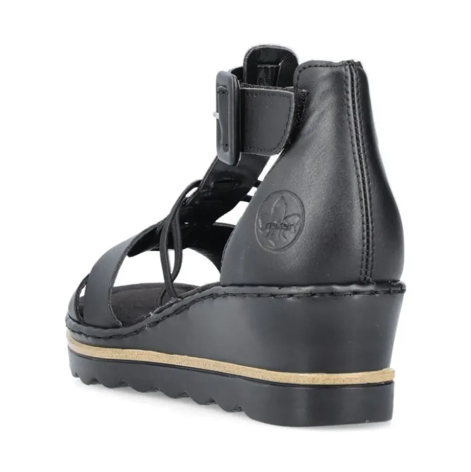 Rieker Damen Keilsandaletten asphaltschwarz S13 67480-01