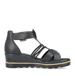 Rieker Damen Keilsandaletten asphaltschwarz S13 67480-01
