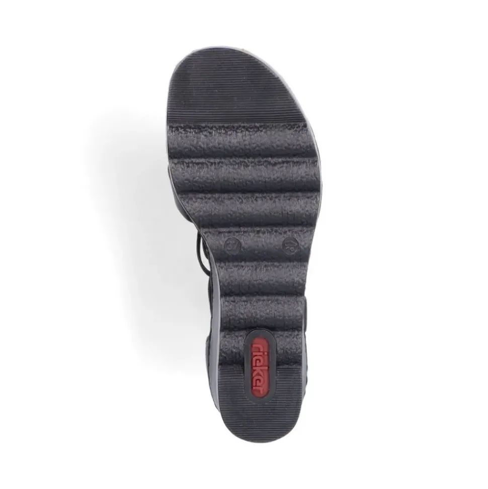 Rieker Damen Keilsandaletten asphaltschwarz S13 67480-01