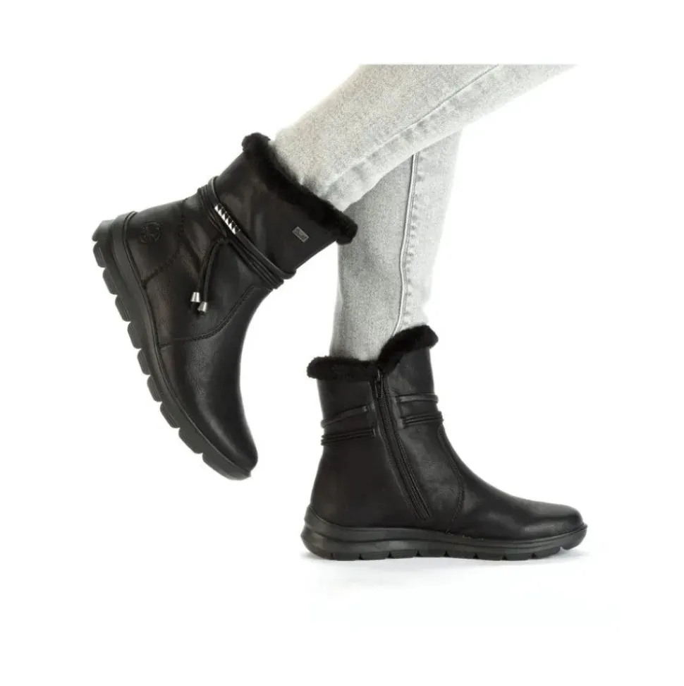 Rieker Damen Kurzstiefel Wechselfußbett, TEX-Membran schwarz S23 Z0070-00