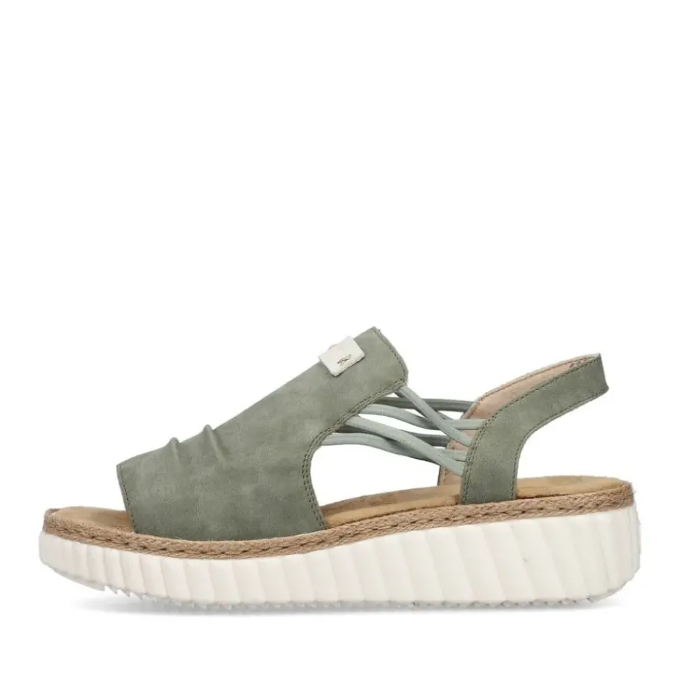 Rieker Damen Sandaletten Gummizug Extraweite grün S14 69262-52
