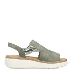 Rieker Damen Sandaletten Gummizug Extraweite grün S14 69262-52