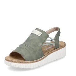 Rieker Damen Sandaletten Gummizug Extraweite grün S14 69262-52