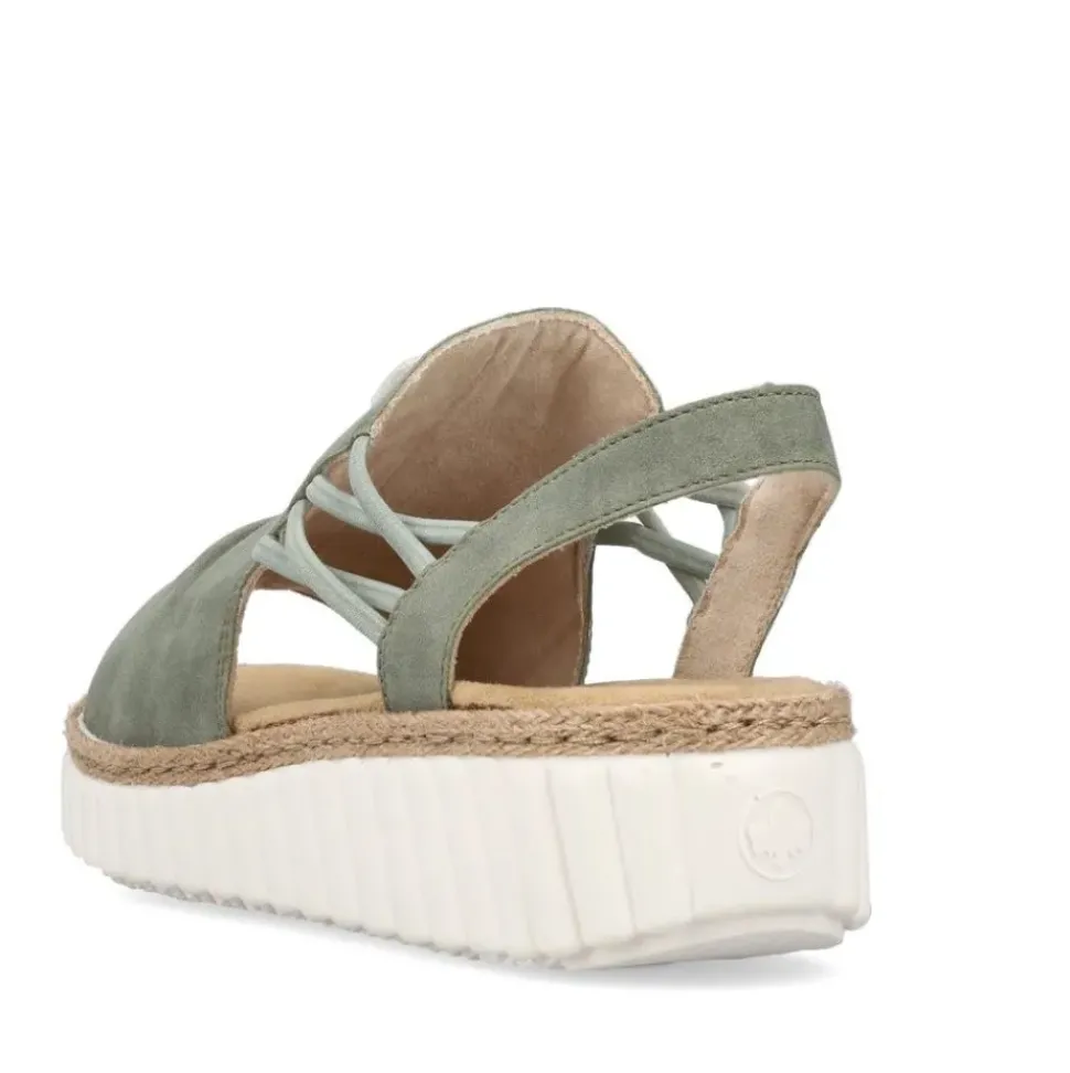 Rieker Damen Sandaletten Gummizug Extraweite grün S14 69262-52