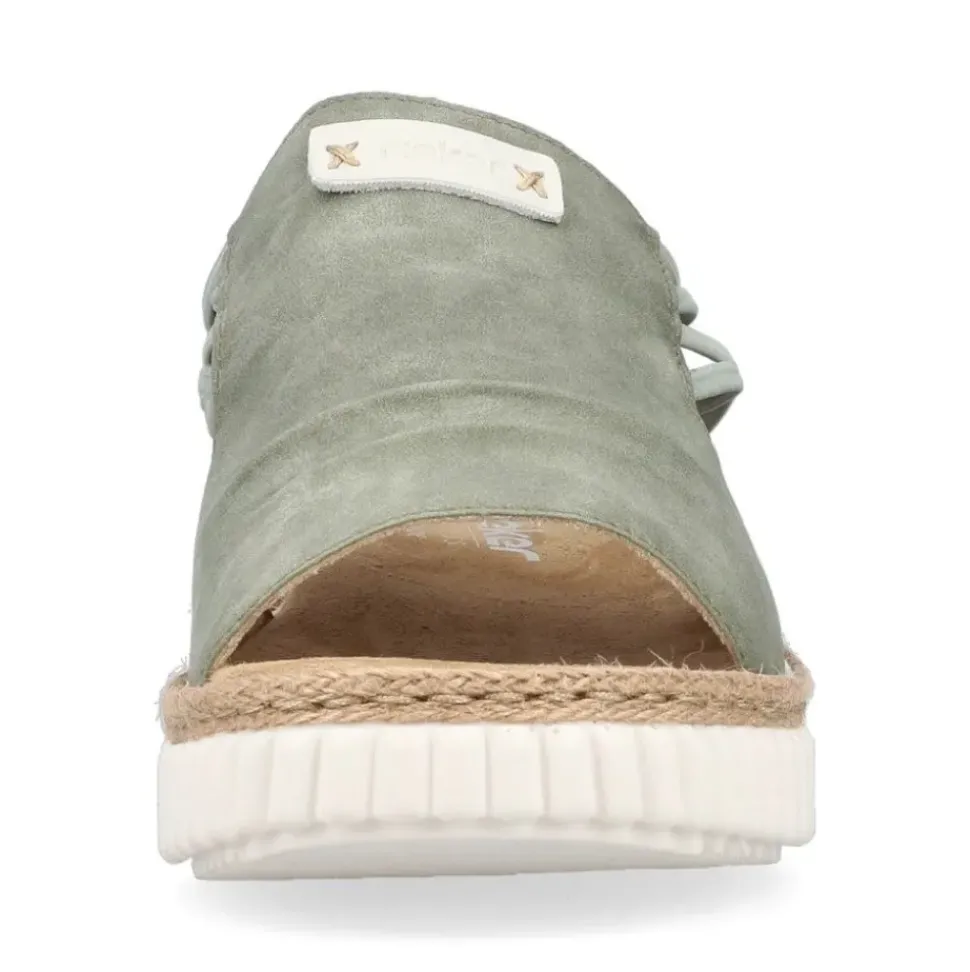 Rieker Damen Sandaletten Gummizug Extraweite grün S14 69262-52