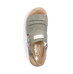 Rieker Damen Sandaletten Gummizug Extraweite grün S14 69262-52