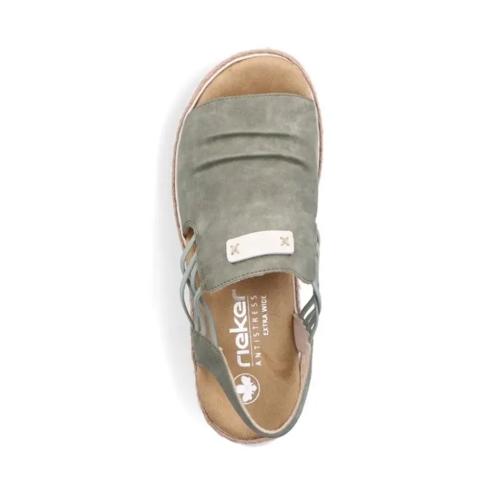 Rieker Damen Sandaletten Gummizug Extraweite grün S14 69262-52