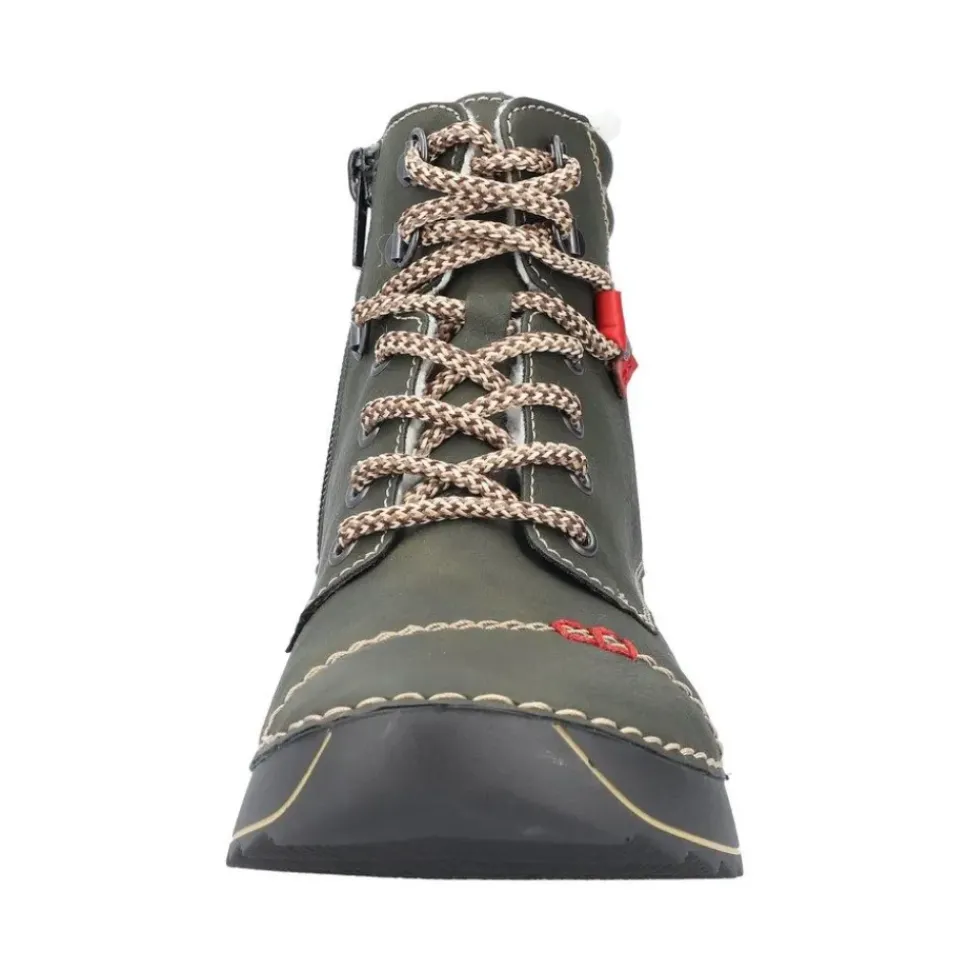 Rieker Damen Schnürboots Schnürstiefel Warmfutter grün S23 51545-54
