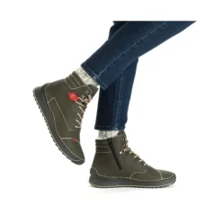 Rieker Damen Schnürboots Schnürstiefel Warmfutter grün S23 51545-54