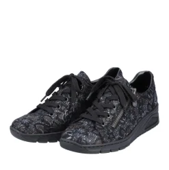 Rieker Damen Schnürschuhe schwarz-metallic S23 N3302-90