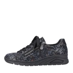 Rieker Damen Schnürschuhe schwarz-metallic S23 N3302-90