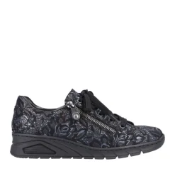Rieker Damen Schnürschuhe schwarz-metallic S23 N3302-90