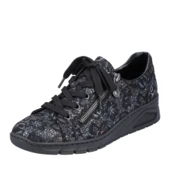 Rieker Damen Schnürschuhe schwarz-metallic S23 N3302-90