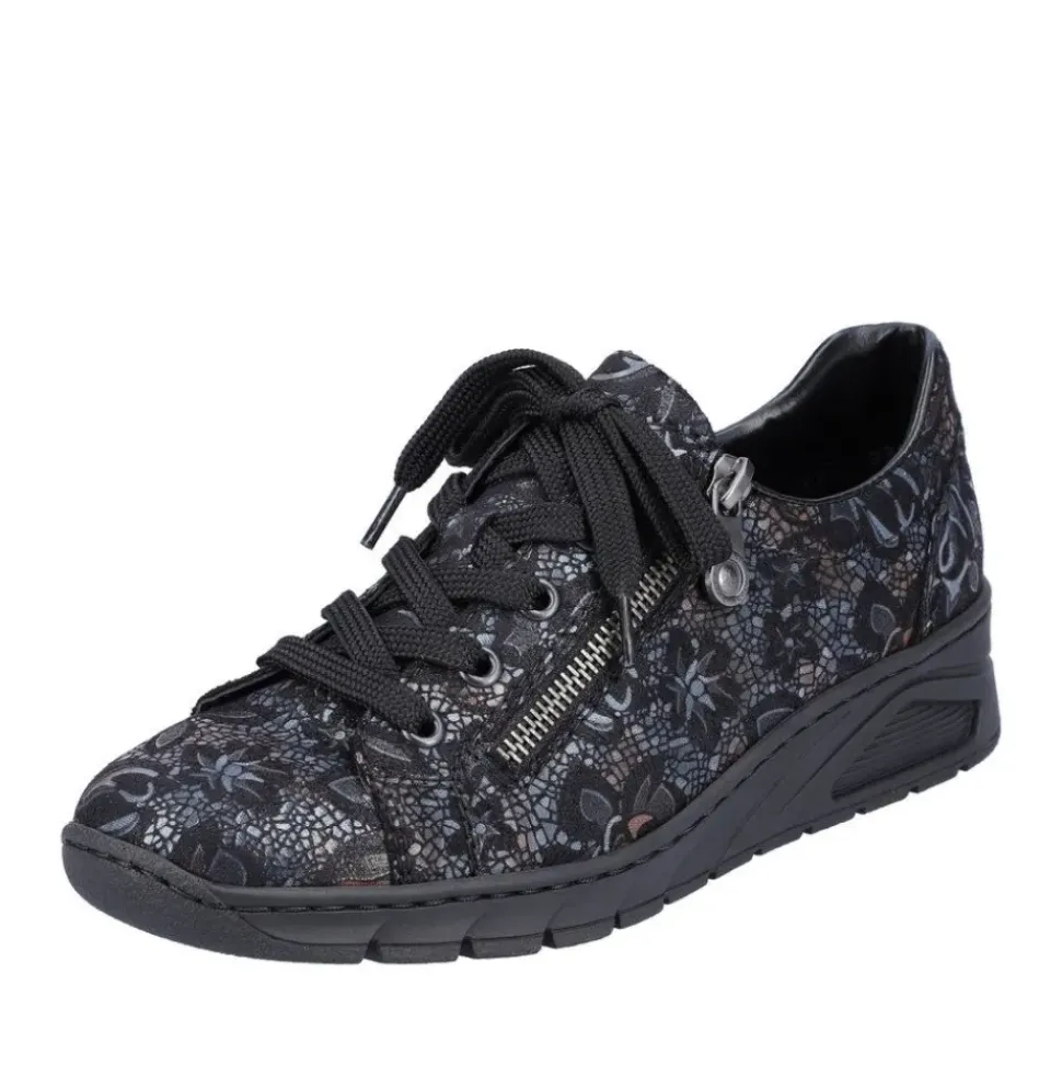 Rieker Damen Schnürschuhe schwarz-metallic S23 N3302-90