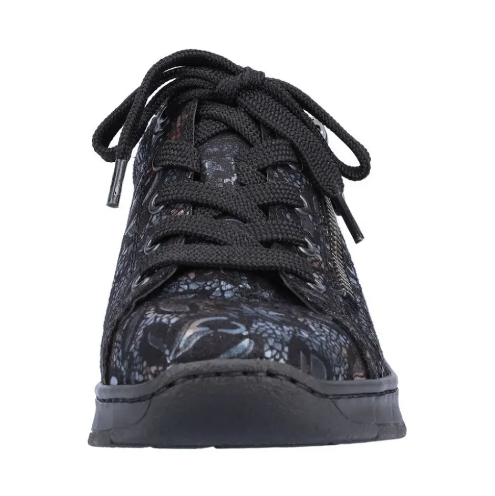 Rieker Damen Schnürschuhe schwarz-metallic S23 N3302-90