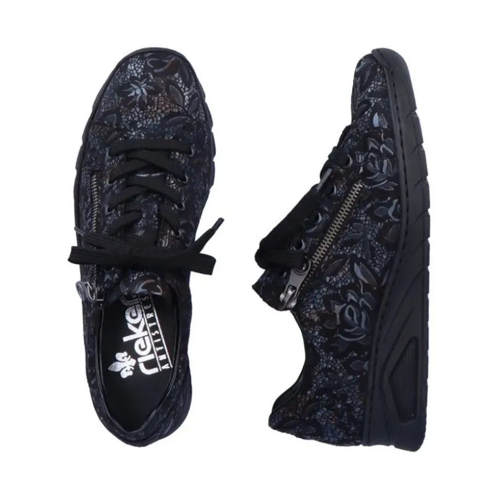 Rieker Damen Schnürschuhe schwarz-metallic S23 N3302-90