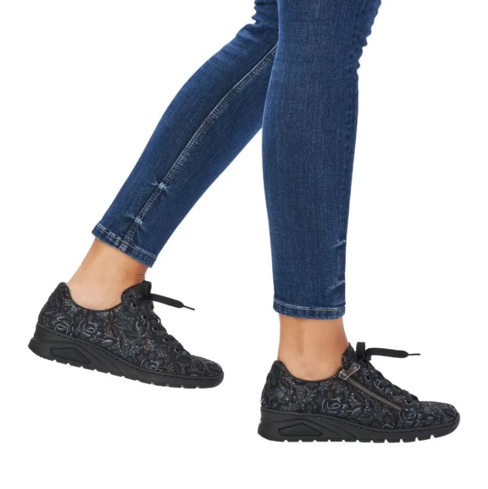 Rieker Damen Schnürschuhe schwarz-metallic S23 N3302-90