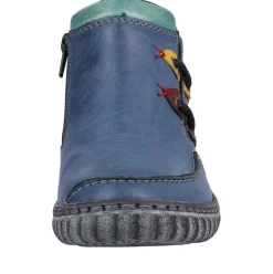 Rieker Damen Slipper blau grau bunte Patches S23 N0959-14