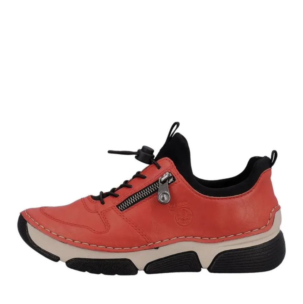 Rieker Damen Slipper rot Schnellschnürung S23 45951-33