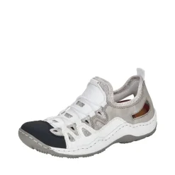 Rieker Damen Slipper weiß/grau L0539-80