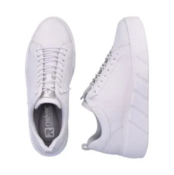 Rieker EVOLUTION Damen Sneaker Leder Plateau- Sohle Wechselfußbett weiß S13 W0500-80