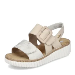 Rieker Keilsandalette H -Weite extra weit beige- silber S14 69260-60