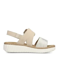Rieker Keilsandalette H -Weite extra weit beige- silber S14 69260-60