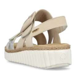 Rieker Keilsandalette H -Weite extra weit beige- silber S14 69260-60