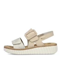 Rieker Keilsandalette H -Weite extra weit beige- silber S14 69260-60