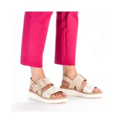 Rieker Keilsandalette H -Weite extra weit beige- silber S14 69260-60