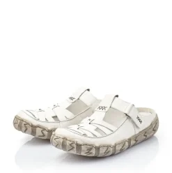 Rieker Pantolette Clogs Leder Antistress Klettverschluss weiß L0396-80