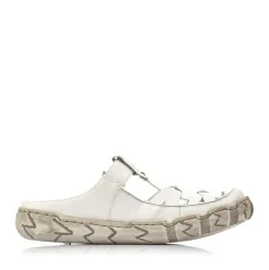 Rieker Pantolette Clogs Leder Antistress Klettverschluss weiß L0396-80