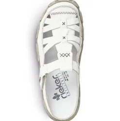 Rieker Pantolette Clogs Leder Antistress Klettverschluss weiß L0396-80