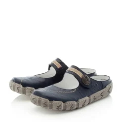 Rieker Pantolette Clogs Leder Antistress blau L0391-14