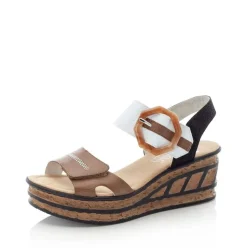 Rieker Sandale Keil Plateau Antistress Klettverschluss Antistress beige  68176-64