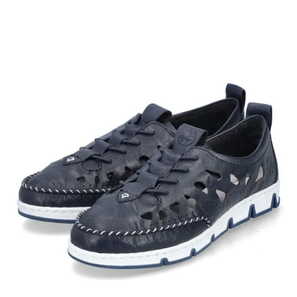 Rieker Slipper Barfußgefühl Glattleder blau S14 49956-14