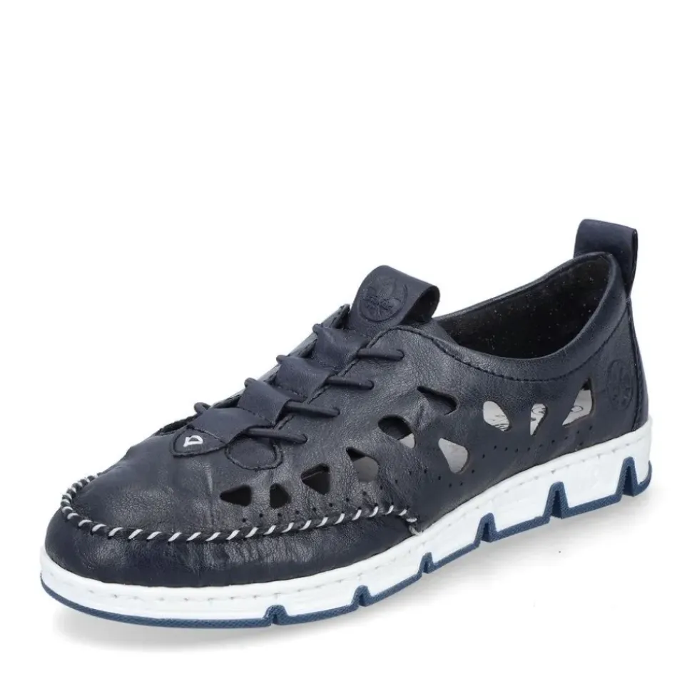 Rieker Slipper Barfußgefühl Glattleder blau S14 49956-14