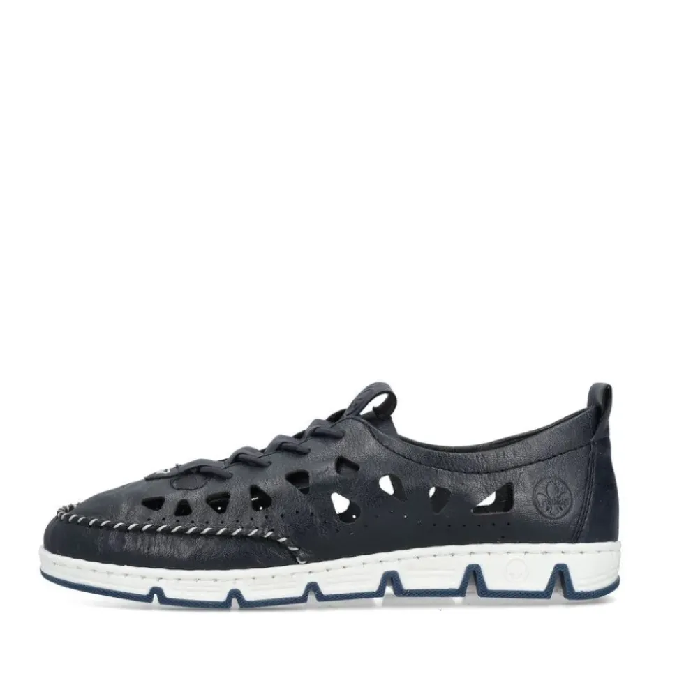 Rieker Slipper Barfußgefühl Glattleder blau S14 49956-14
