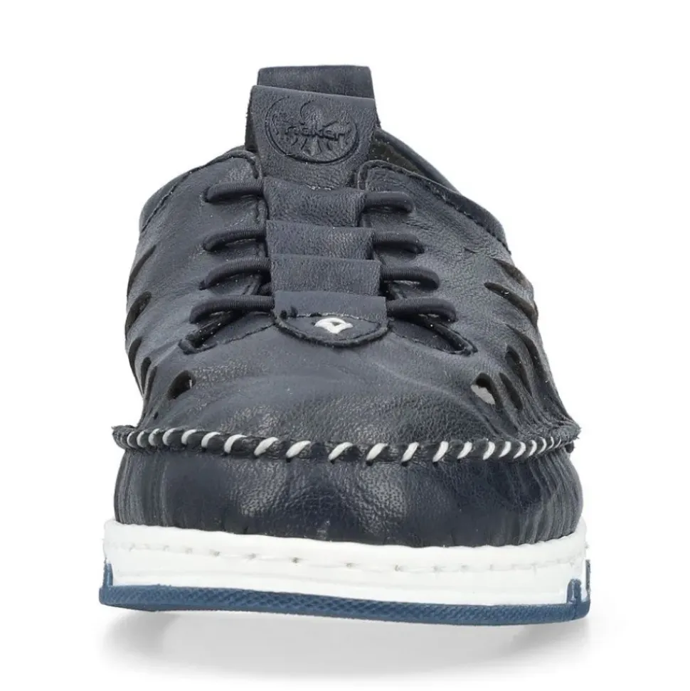 Rieker Slipper Barfußgefühl Glattleder blau S14 49956-14