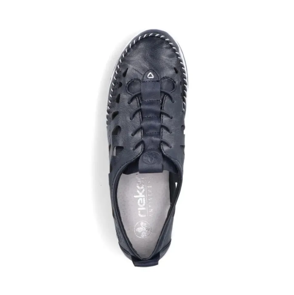 Rieker Slipper Barfußgefühl Glattleder blau S14 49956-14