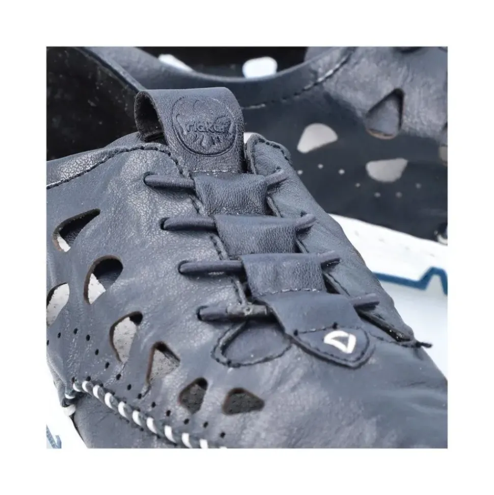 Rieker Slipper Barfußgefühl Glattleder blau S14 49956-14