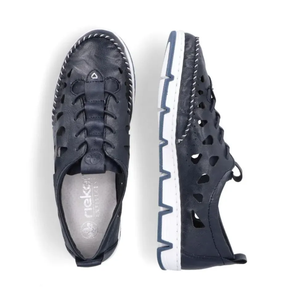 Rieker Slipper Barfußgefühl Glattleder blau S14 49956-14