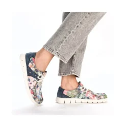 Rieker Slipper bunt gemustert - denimblau S14 44000-90