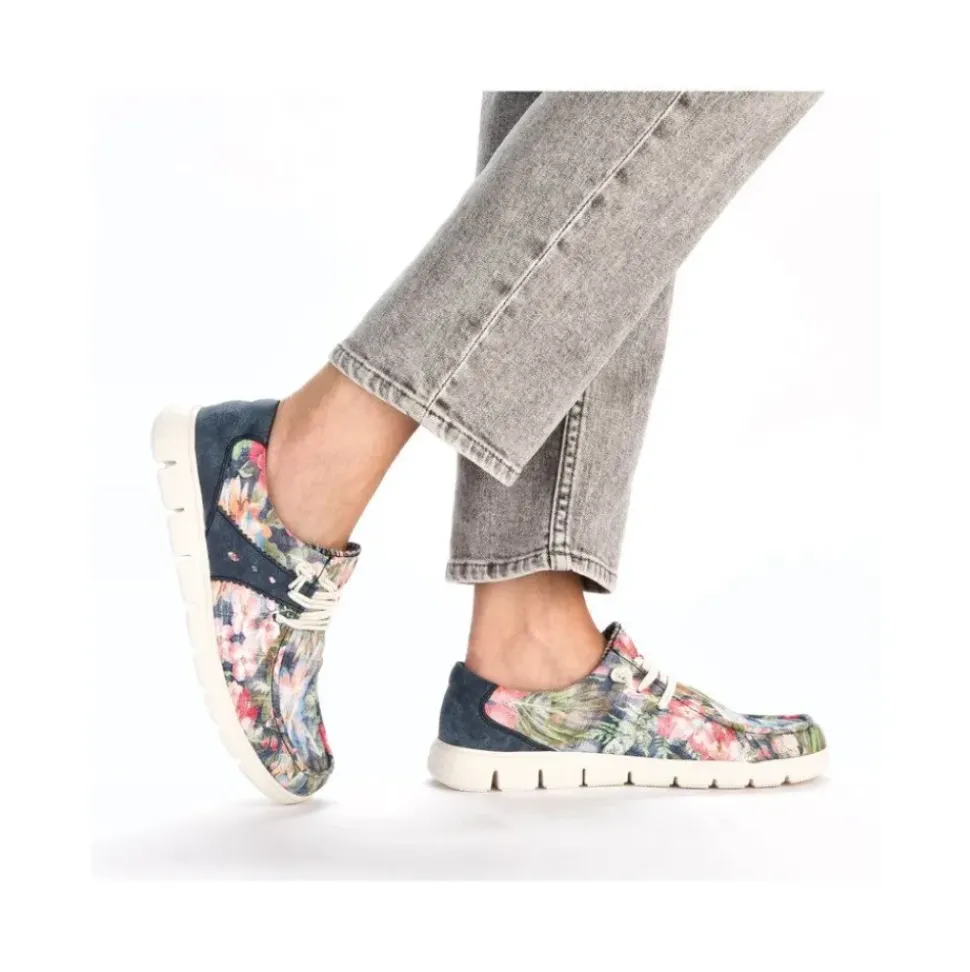 Rieker Slipper bunt gemustert - denimblau S14 44000-90
