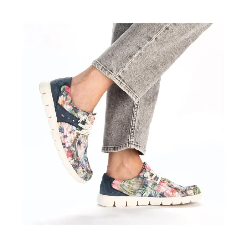 Rieker Slipper bunt gemustert - denimblau S14 44000-90