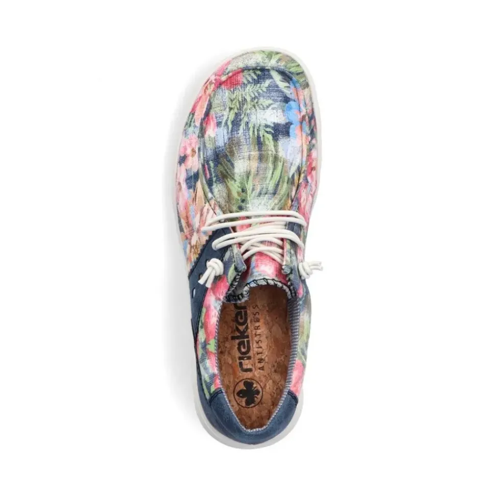 Rieker Slipper bunt gemustert - denimblau S14 44000-90