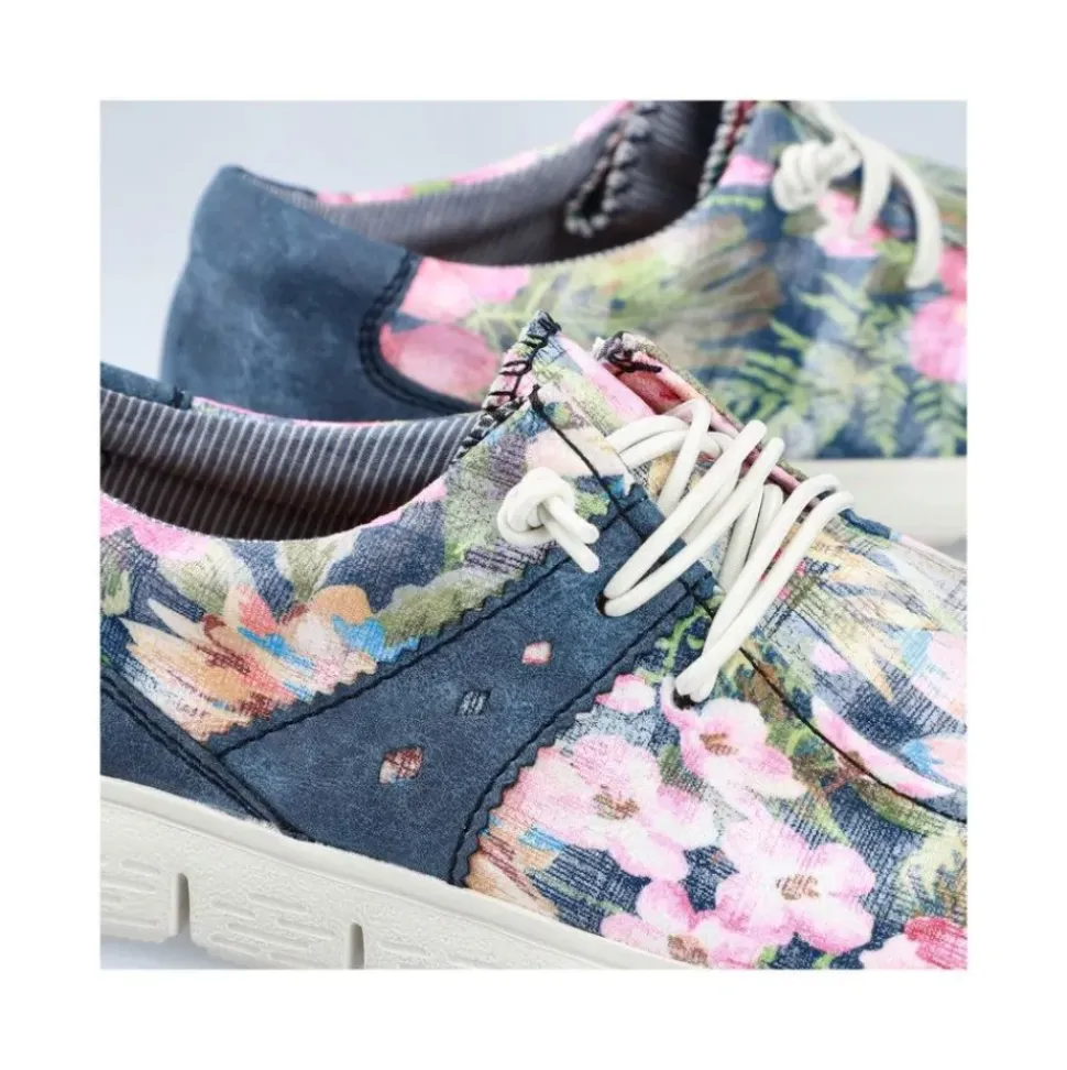 Rieker Slipper bunt gemustert - denimblau S14 44000-90
