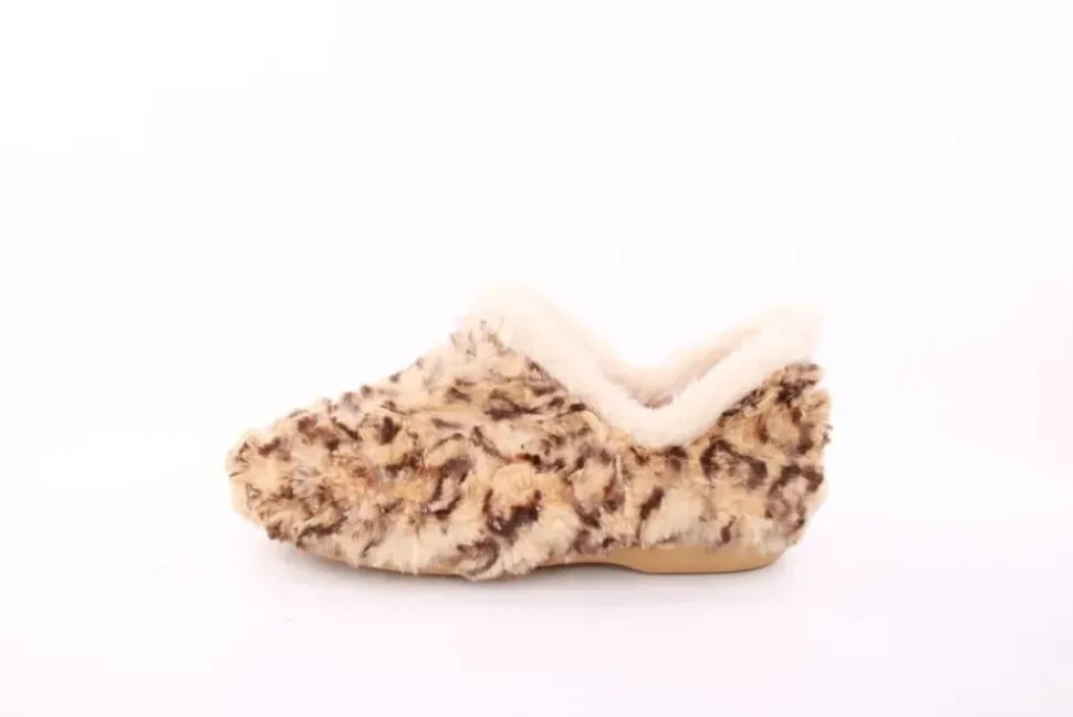 s`knöpfli Damen Hausschuh geschlossen leopardenmuster beige S23 Z29117