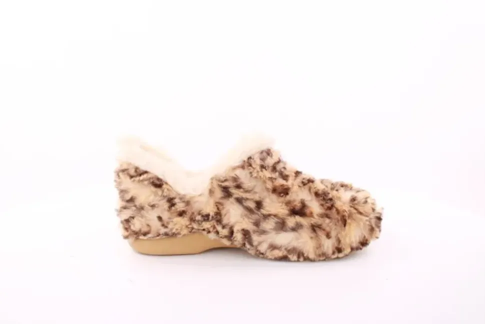 s`knöpfli Damen Hausschuh geschlossen leopardenmuster beige S23 Z29117