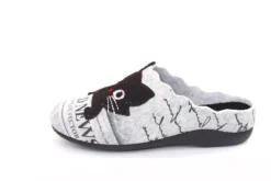 s`knöpfli Damen Hausschuh Pantolette Katzenmotiv Wechselfußbett grau S22 Z27587P